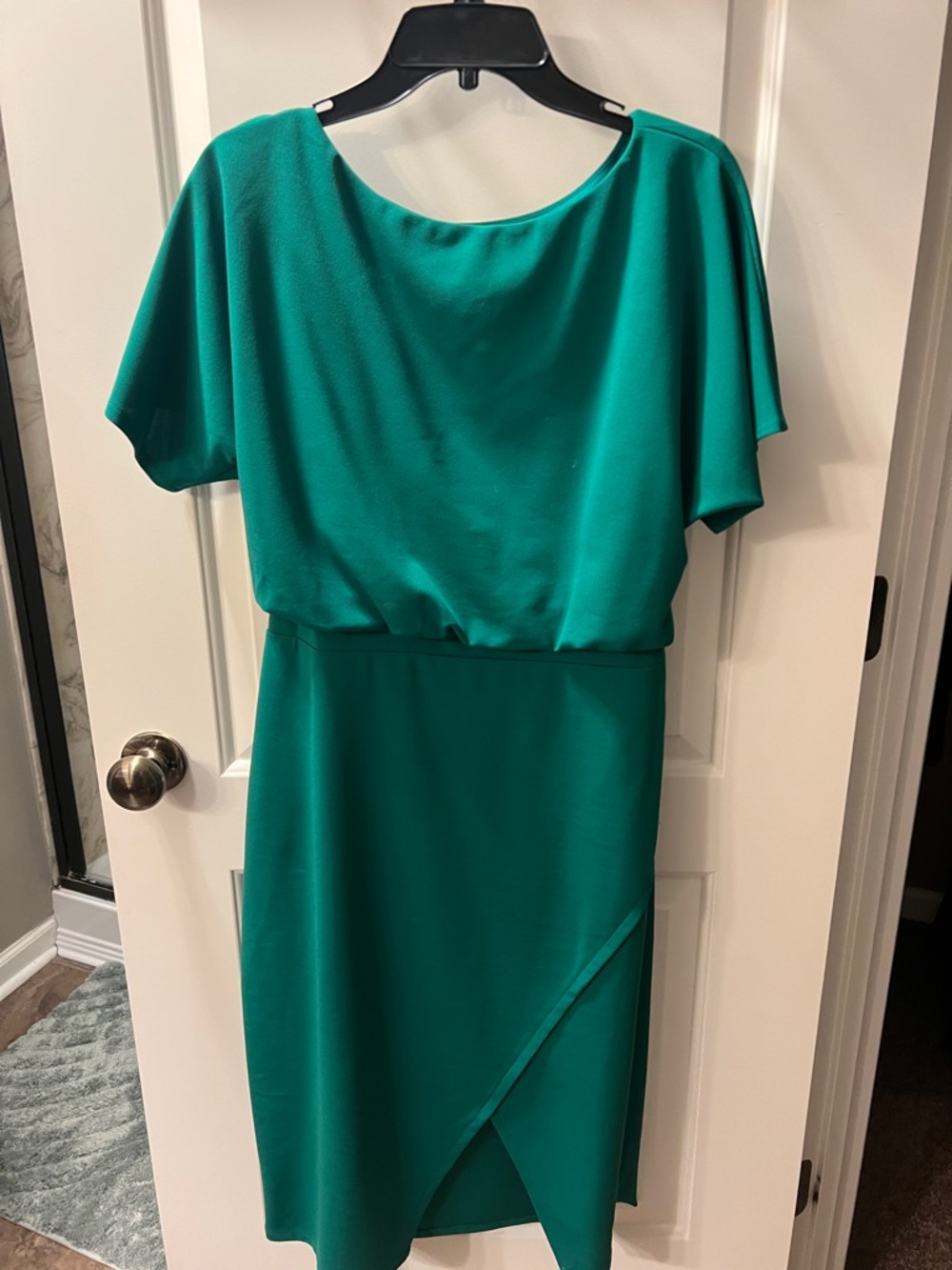 Elegant Teal Blouson Dress - Women